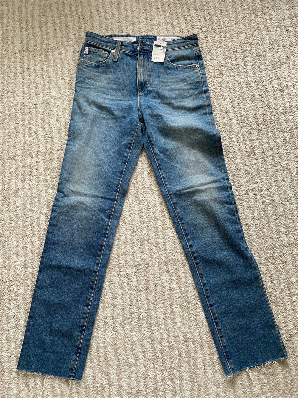 Ag Adriano Goldschmmied women’s Medium Wash high rise straight crop Jeans NWT